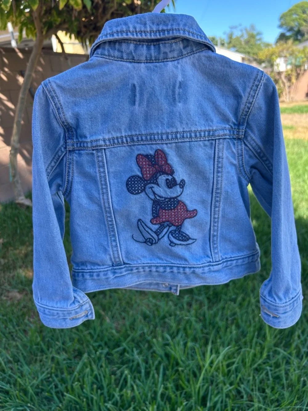 GAP Blue Denim Jacket with Minnie Mouse Embroidery